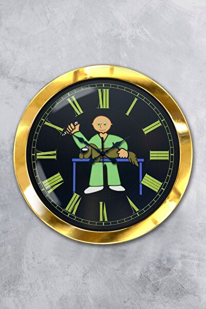 Platin Saat هدية ساعة حائط بيطرية معدنية ذهبية مقاس 36 سم