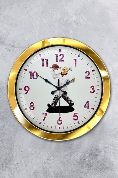 Kasva Concept Gift 36 cm Gold Metal Kitchen Wall Clock