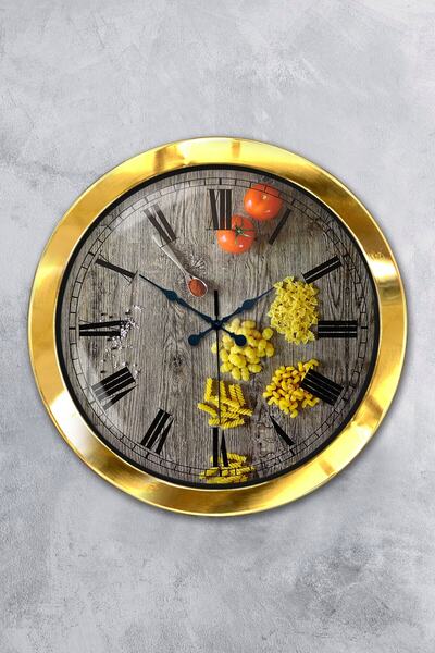 Kasva Concept Gift 36 cm Gold Metal Kitchen Wall Clock