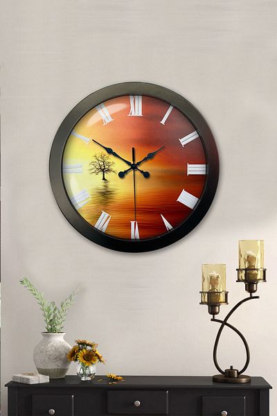 Kasva Concept 36 cm Black Metal Sunset Wall Clock