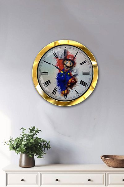 Kasva Concept Gift 36 cm Gold Metal Mario Wall Clock