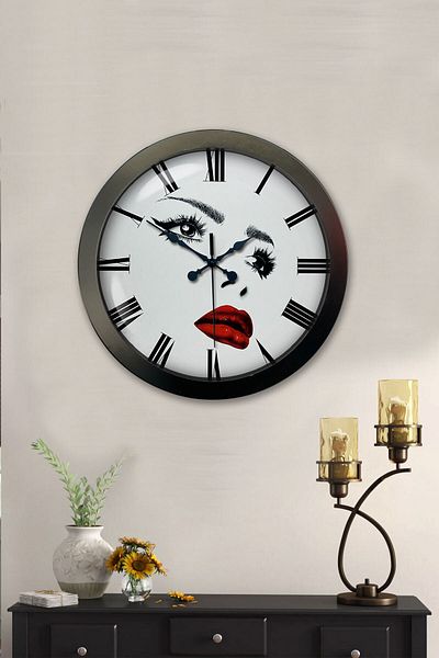 Kasva Concept Gift 36 cm Black Metal Beauty Salon Wall Clock