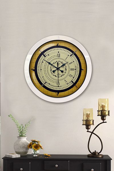 Kasva Concept Gift 36 cm White Metal Compass Wall Clock