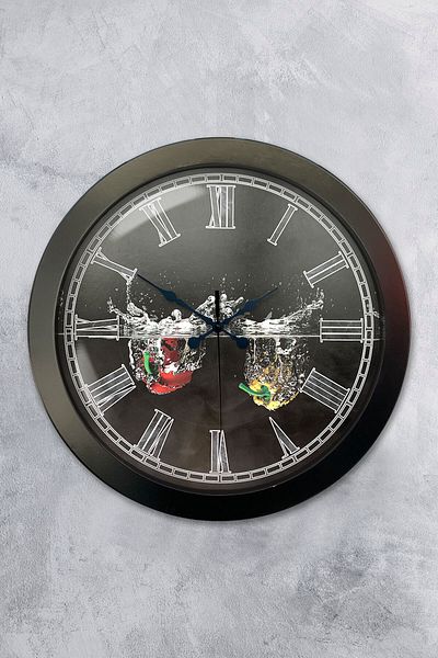 Kasva Concept Gift 36 cm Black Metal Kitchen Wall Clock