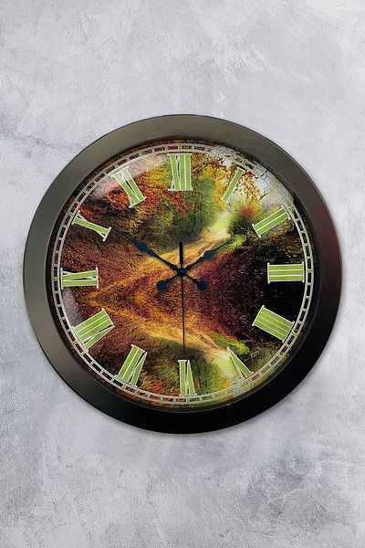 Kasva Concept Gift 36 cm Black Metal Landscape Wall Clock