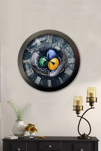 Kasva Concept Gift 36 cm Black Metal Egg Wall Clock