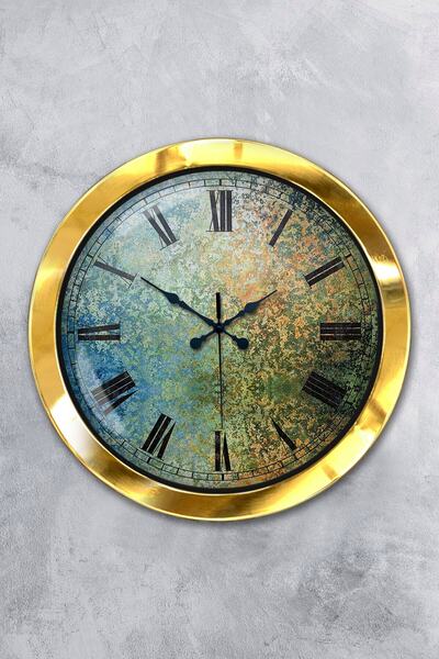 Platin Saat هدية ساعة حائط ياسمين معدنية ذهبية مقاس 36 سم