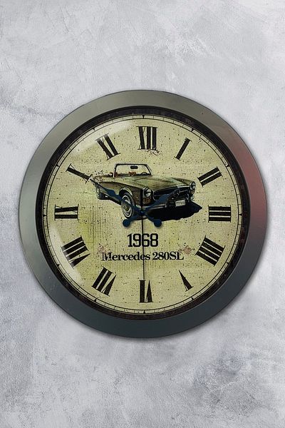 Kasva Concept 36 cm Black Metal Antique Car Wall Clock