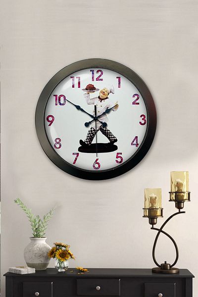 Kasva Concept Gift 36 cm Black Metal Kitchen Wall Clock