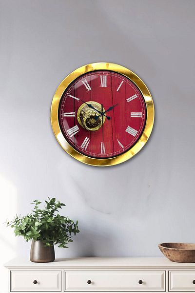 Kasva Concept Gift 36 cm Gold Metal Roman Numeral Wall Clock