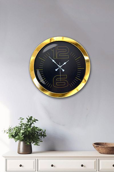 Kasva Concept Gift 36 cm Gold Metal Classy Wall Clock