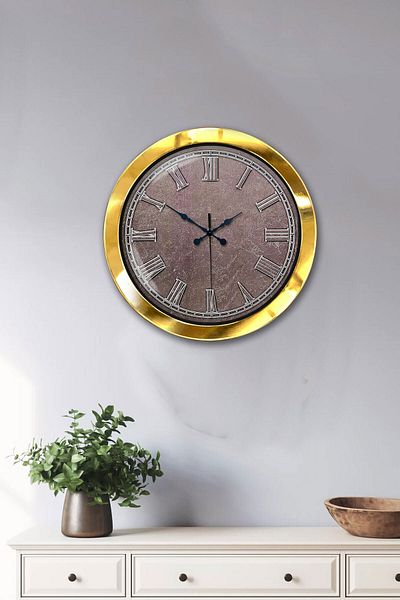 Kasva Concept Gift 36 cm Gold Metal Classy Wall Clock