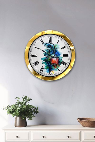 Kasva Concept Gift 36 cm Gold Metal Mosaic Wall Clock