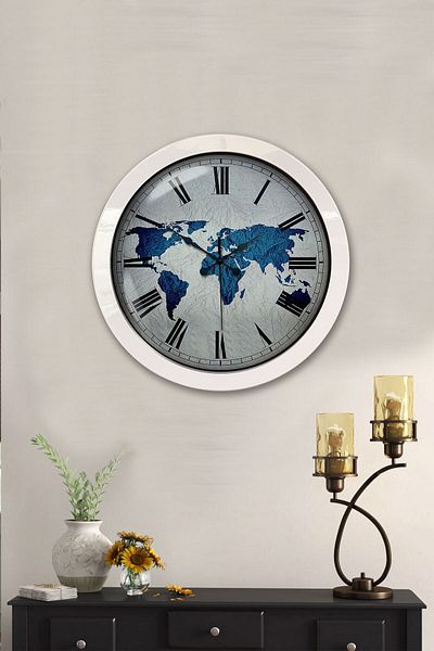 Kasva Concept Gift 36 cm White Metal World Wall Clock