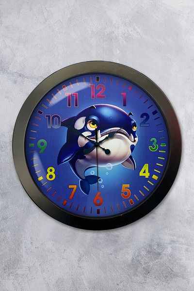Kasva Concept Gift 36 cm Black Metal Sea Child Wall Clock