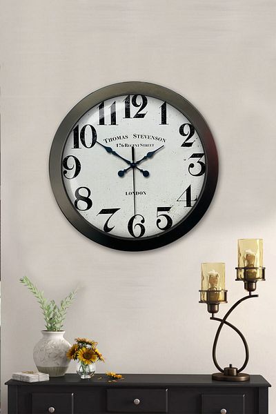 Kasva Concept 36 cm Black Metal Regent Street Wall Clock