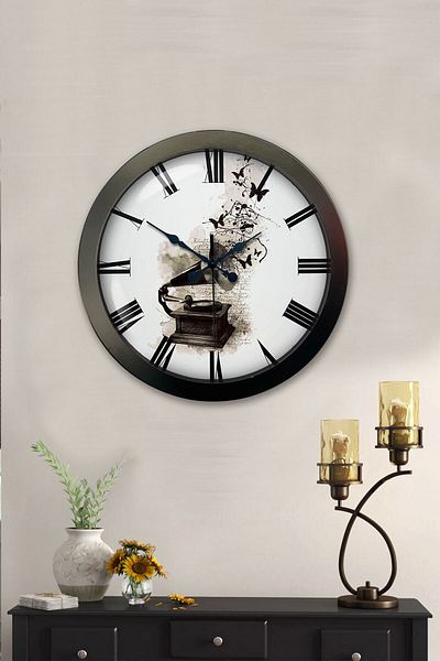 Kasva Concept Gift 36 cm Black Metal Music Wall Clock