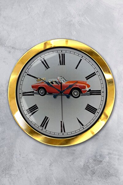 Platin Saat Ρολόι τοίχου αθλητικού αυτοκινήτου 36 εκ. Χρυσό Μεταλλικό