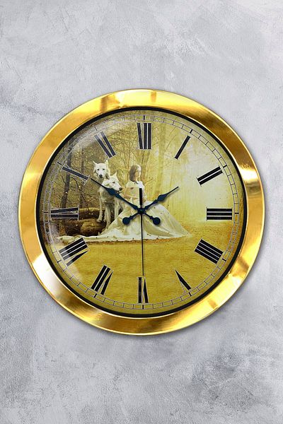 Kasva Concept Gift 36 cm Gold Metal Princess Wall Clock