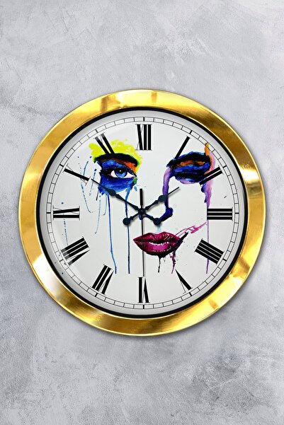 Platin Saat ساعة حائط حائط معدنية ذهبية اللون 36 سم معدنية حديثة