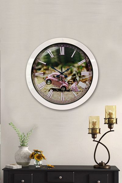 Kasva Concept Gift 36 cm White Metal Tosbağa Wall Clock