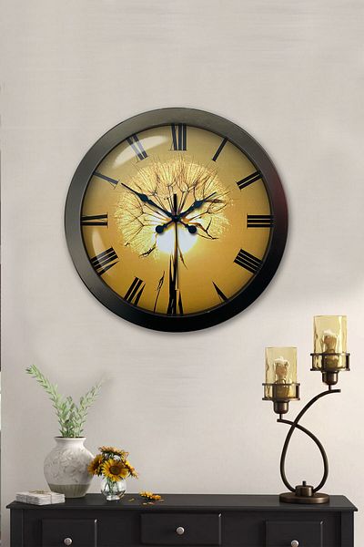 Kasva Concept Gift 36 cm Black Metal Sun Wall Clock