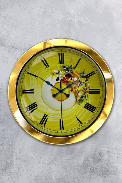 Kasva Concept Gift 36 cm Gold Metal Kitchen Wall Clock