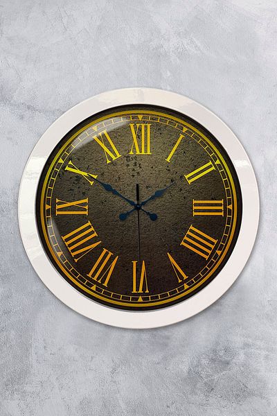 Kasva Concept Gift 36 cm White Metal Yellow Wall Clock