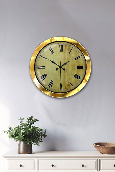 Kasva Concept Gift 36 cm Gold Metal Antique Wall Clock