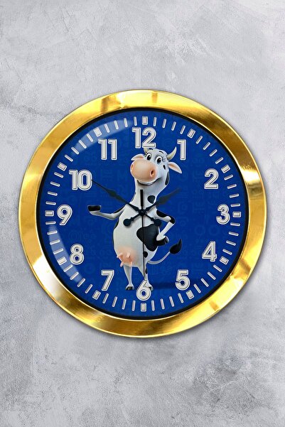 Platin Saat هدية ساعة حائط بقرة معدنية ذهبية مقاس 36 سم