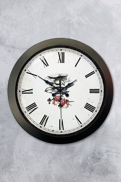 Kasva Concept Gift 36 cm Black Metal Bird Wall Clock