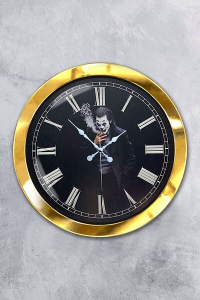 Kasva Concept Gift 36 cm Gold Metal Joker Wall Clock