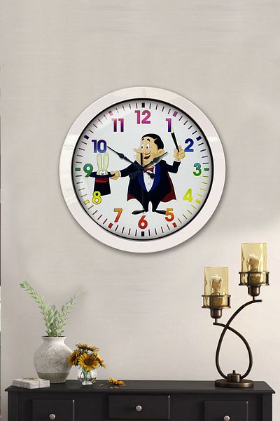 Kasva Concept Gift 36 cm White Metal Wizard Wall Clock