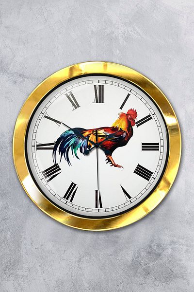 Kasva Concept Gift 36 cm Gold Metal Rooster Wall Clock