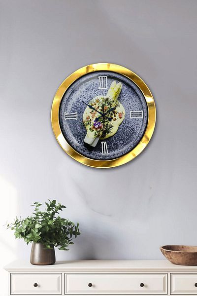 Kasva Concept Gift 36 cm Gold Metal Kitchen Wall Clock