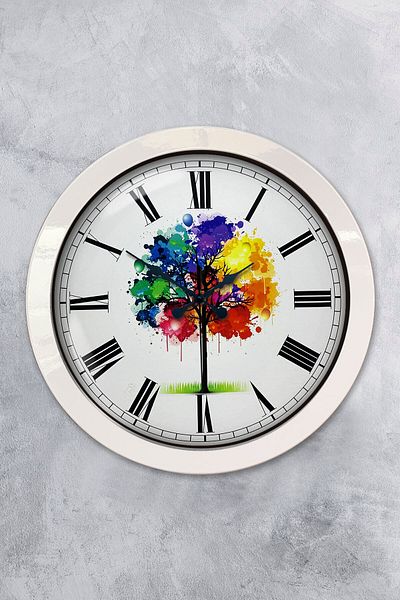 Kasva Concept 36 cm White Metal Colored Tree Wall Clock