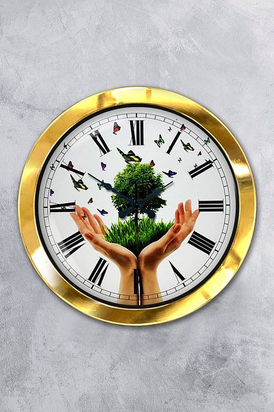 Kasva Concept 36 cm Gold Metal Climate Themed Wall Clock