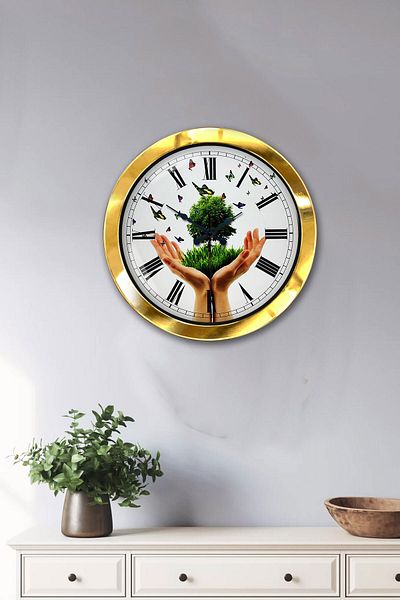 Kasva Concept 36 cm Gold Metal Climate Themed Wall Clock