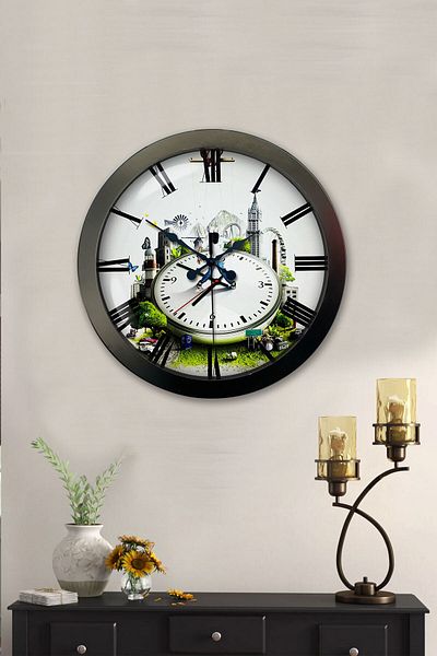 Kasva Concept Gift 36 cm Black Metal Decorative Wall Clock