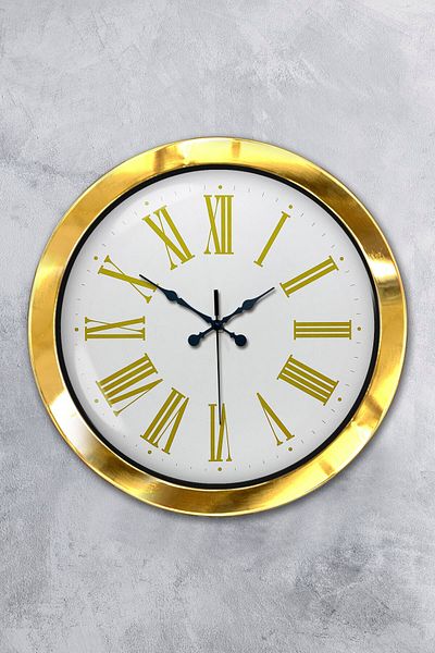 Kasva Concept Gift 36 cm Gold Metal Roman Numeral Wall Clock