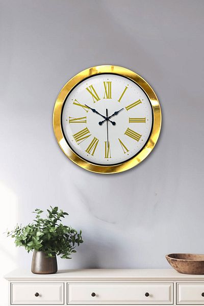 Kasva Concept Gift 36 cm Gold Metal Roman Numeral Wall Clock