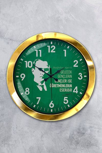 Kasva Concept Gift 36 cm Gold Metal Teacher's Day Wall Clock