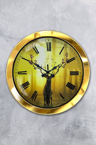 Kasva Concept Gift 36 cm Gold Metal Deer Wall Clock