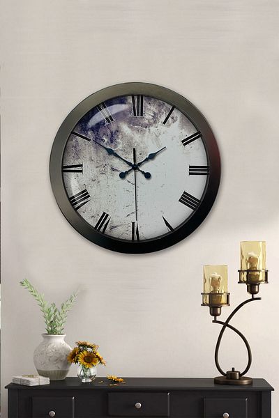 Kasva Concept Gift 36 cm Black Metal Antique Wall Clock