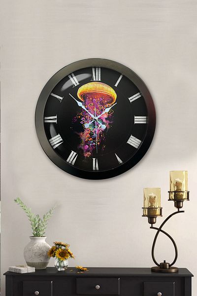 Kasva Concept 36 cm Black Metal Jellyfish Wall Clock