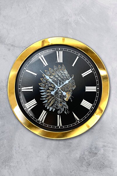 Platin Saat هدية ساعة حائط معدنية ذهبية اللون مقاس 36 سم