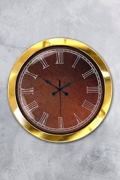 Kasva Concept Gift 36 cm Gold Metal Brown Wall Clock