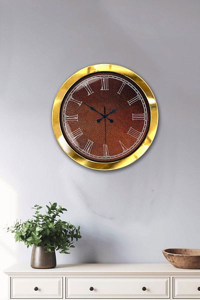 Kasva Concept Gift 36 cm Gold Metal Brown Wall Clock