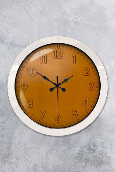 Kasva Concept Gift 36 cm White Metal Orange Wall Clock