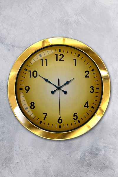 Kasva Concept Δώρο 36 εκ. Χρυσό Μεταλλικό Κίτρινο Ρολόι Τοίχου